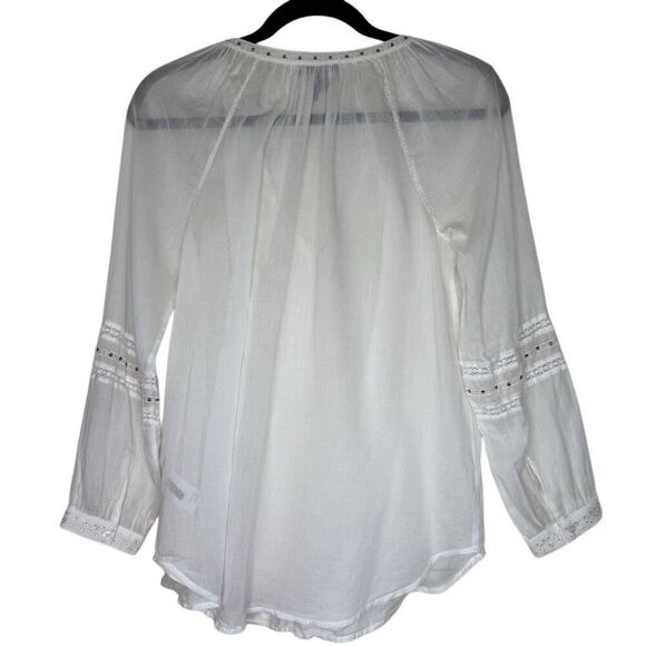 Paige Ava Semi Sheer Ivory Embroidered Blouse Sz M Boho, Cottagecore, Festival - Picture 4 of 16